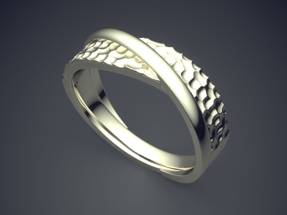 Textured and Detailed Layered Unisex Ring 3D print model_1