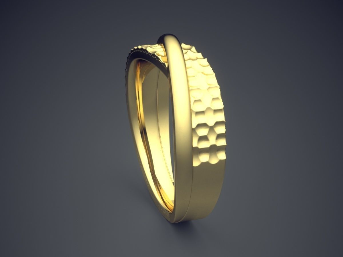 Textured and Detailed Layered Unisex Ring 3D print model_3