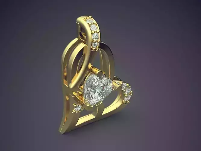Heart Shape Pendant With Diamonds 2935 3D print model