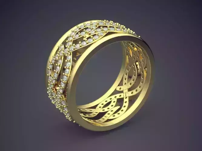 Beautiful Carved Swirled Ring with Diamonds