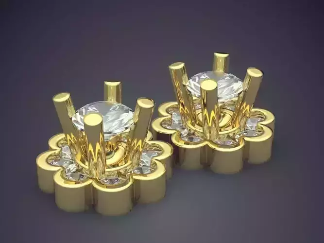 Flower Shaped Feminine Diamond Earrings