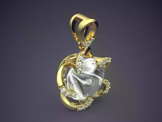 Unique Futuristic Design Textured Diamond Pendant