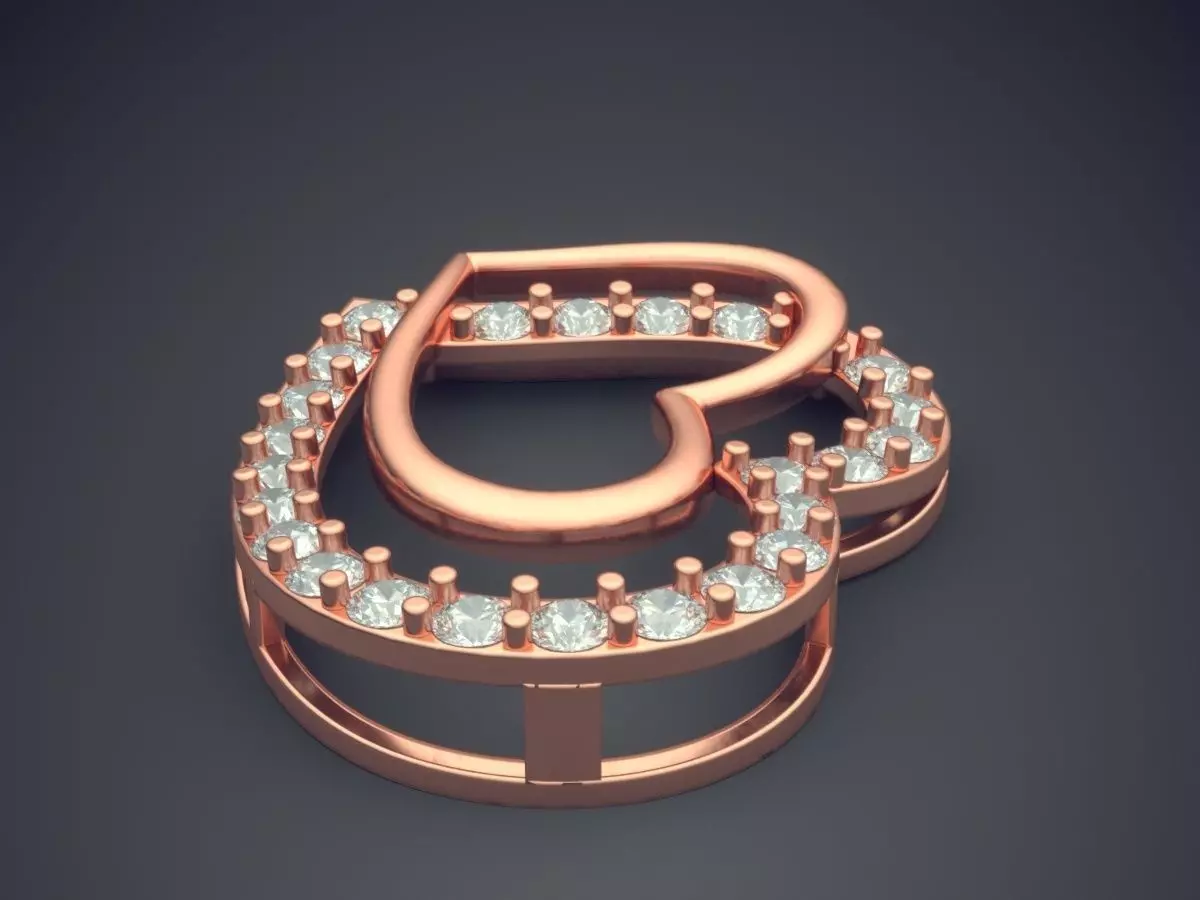 Heart Shape Pendant With Diamonds 2924 3D print model_2