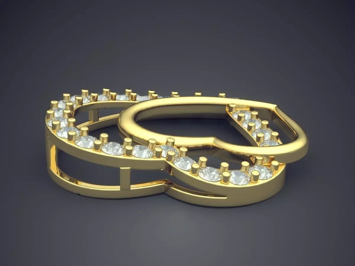 Heart Shape Pendant With Diamonds 2924 3D print model_3