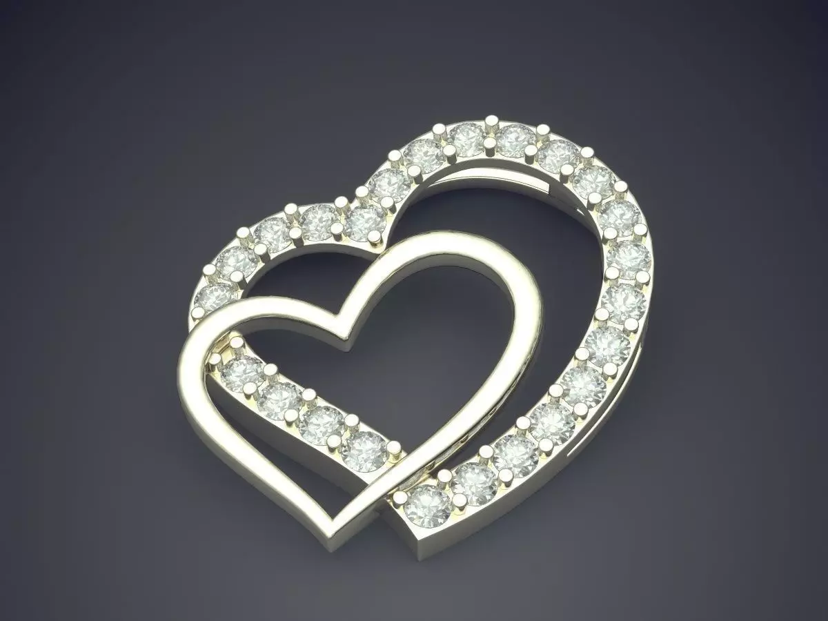Heart Shape Pendant With Diamonds 2924 3D print model_1