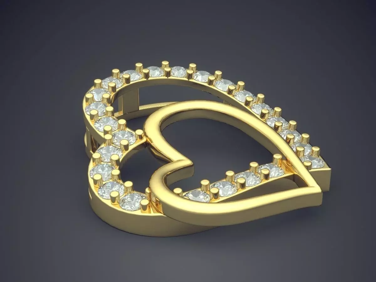 Heart Shape Pendant With Diamonds 2924 3D print model_0