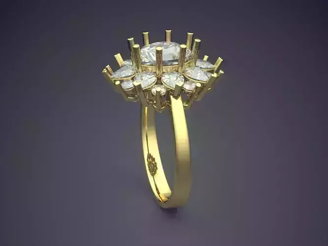 Flower-Shaped Engagement Ring With Diamonds 2921