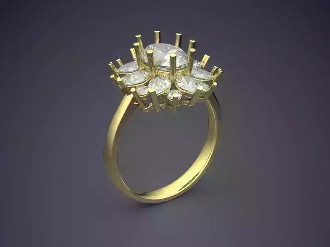 Flower-Shaped Engagement Ring With Diamonds 2921