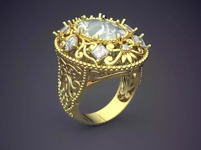 Luxurious Ring With Diamonds 2923 3D print model