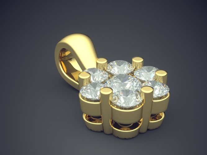 Flower Shaped Girly Diamond Pendant 3D print model