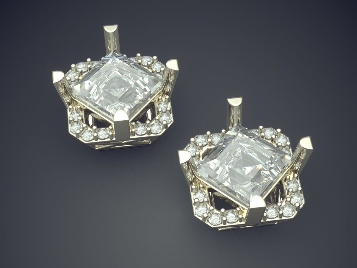 Unique Futuristic Square Shape Earrings 3D print model_1