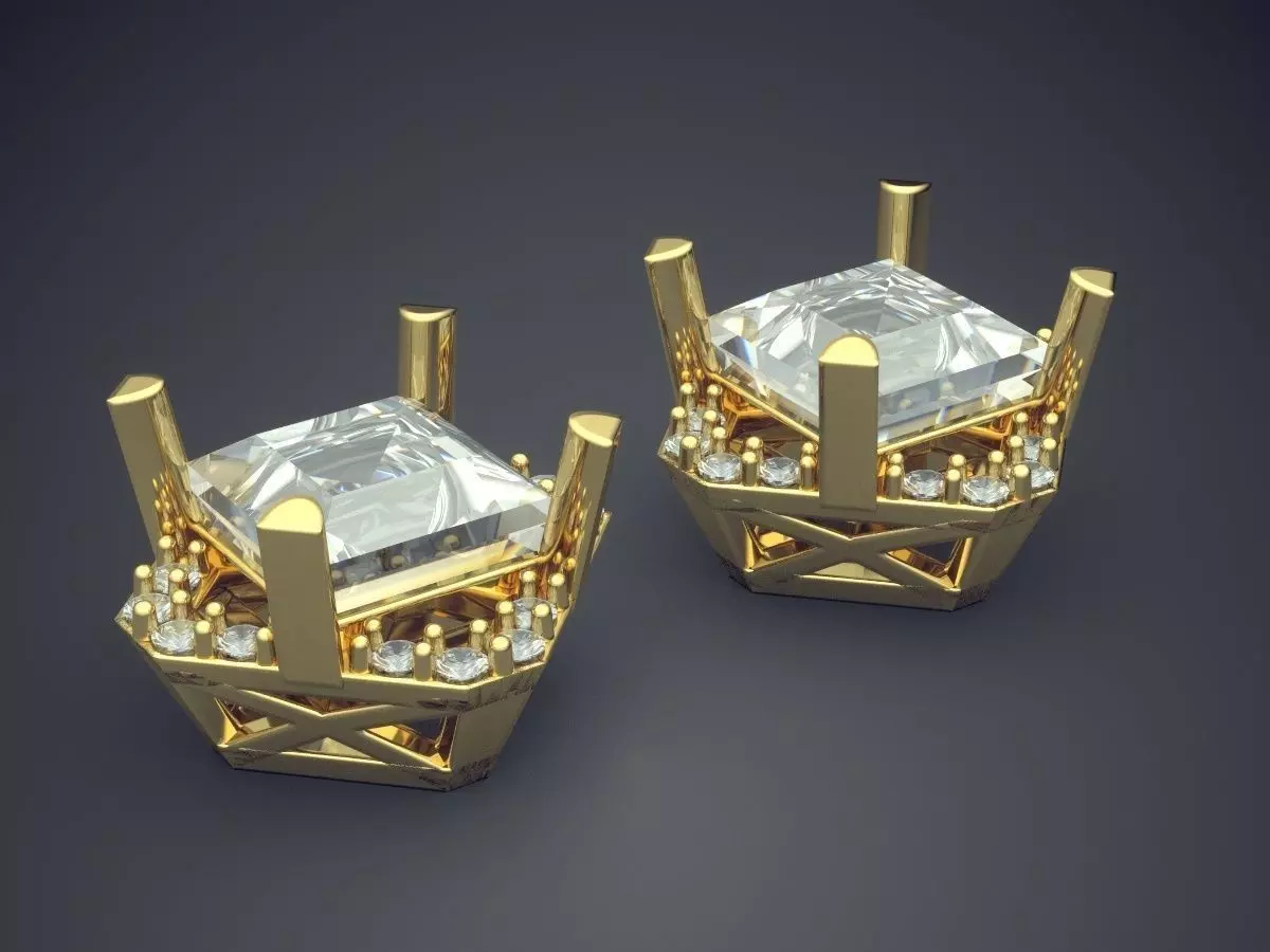 Unique Futuristic Square Shape Earrings 3D print model_0