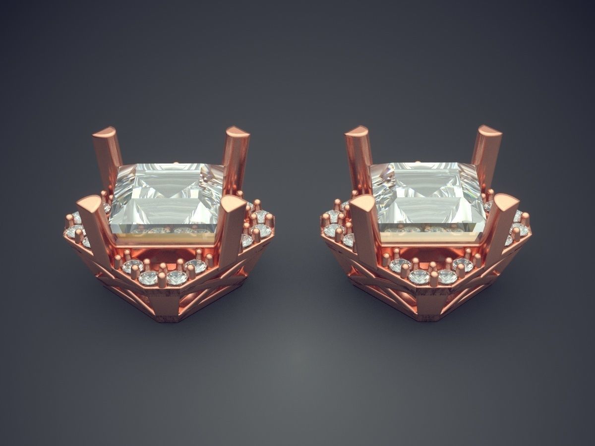 Unique Futuristic Square Shape Earrings 3D print model_2