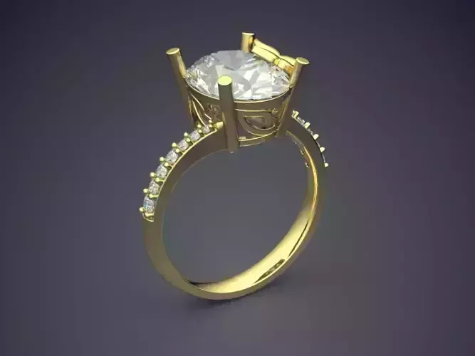 Curved Engagement Ring With Diamond 2908