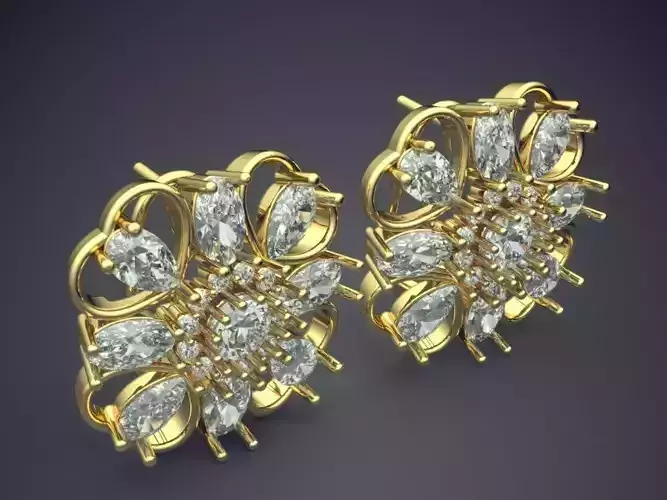 Detailed Earrings With Diamonds 2903