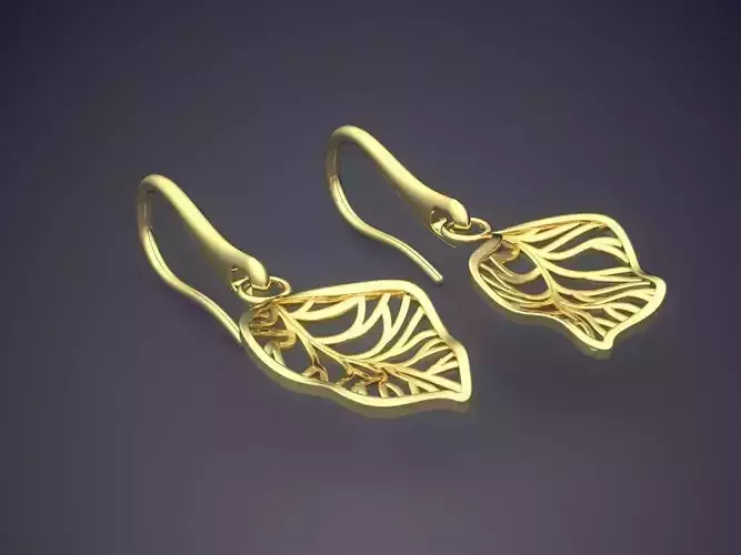 Leaf-like Nature Motif Textured Earrings