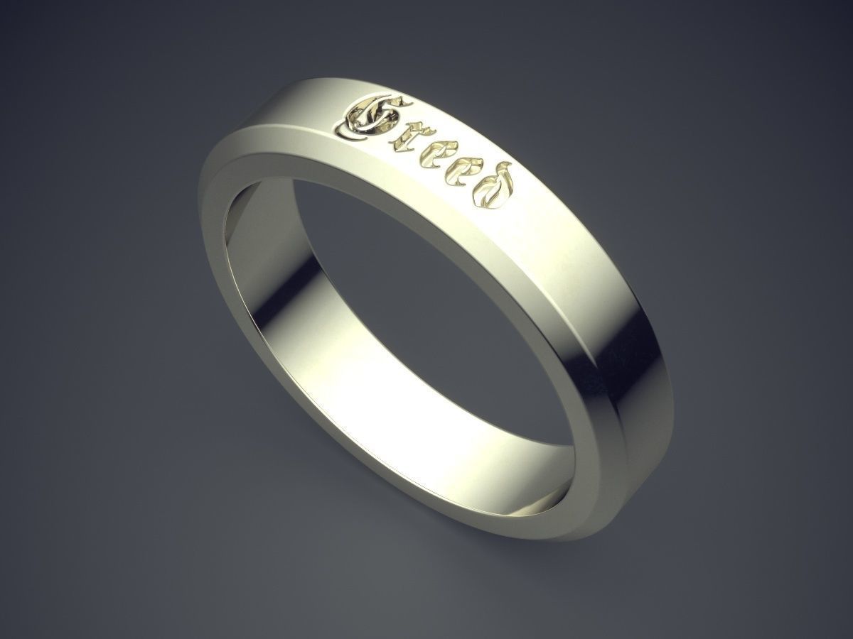 Simple Classic Golden Engraved Engagement Ring 3D print model_1