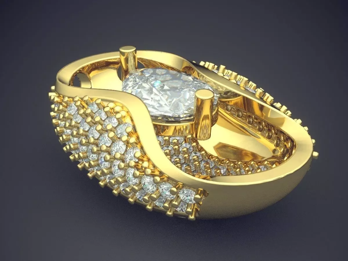 Impressive Classic Minimal Golden Pendant With Diamonds 3D print model_0