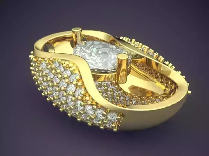 Impressive Classic Minimal Golden Pendant With Diamonds