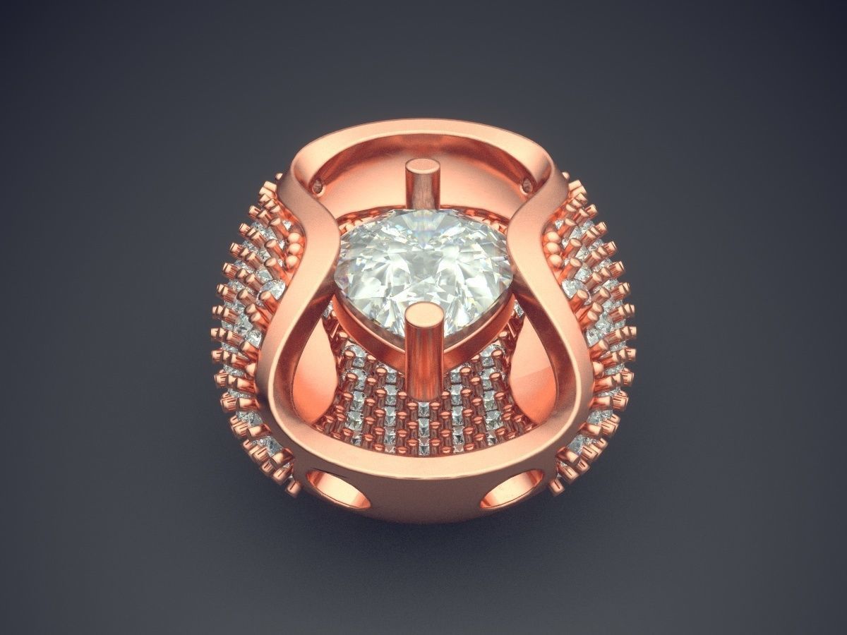 Impressive Classic Minimal Golden Pendant With Diamonds 3D print model_2