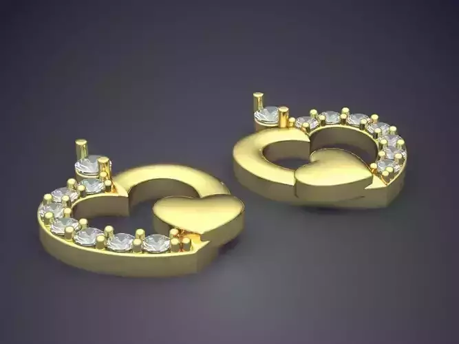 Cute Simple Minimal Heart-Shaped Earrings With Diamonds