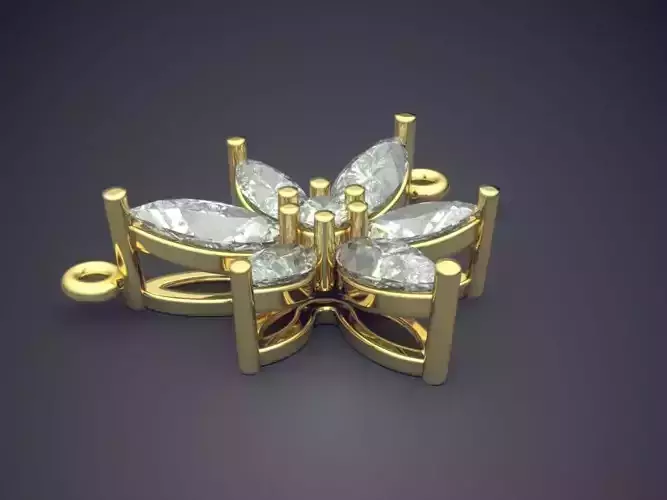 Elegant Glamorous Flower Shaped Diamond-Pendant