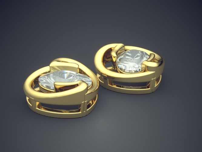 Earrings With Big Diamond 2878 3D print model