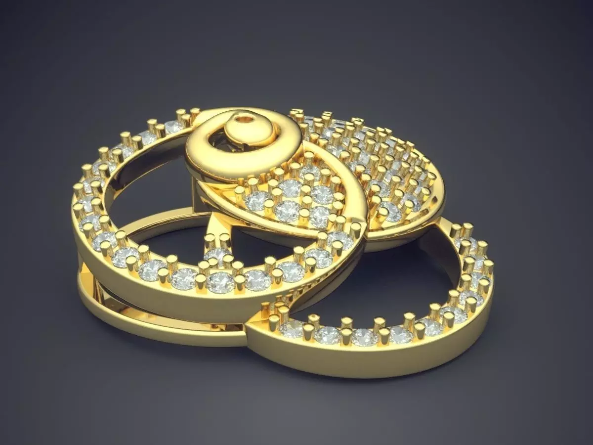 Unique Pendant With Diamonds 2869 3D print model_0