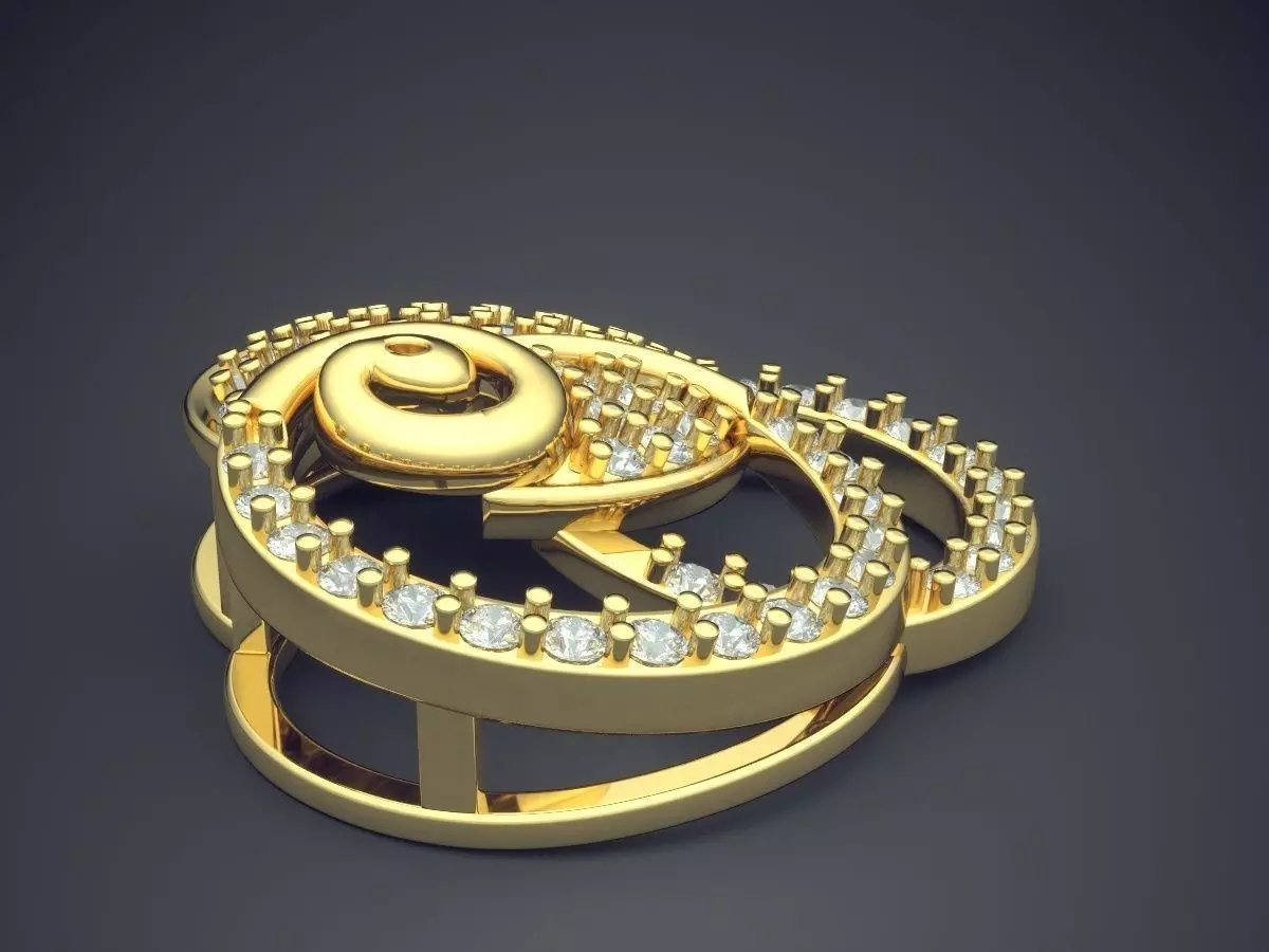 Unique Pendant With Diamonds 2869 3D print model_3