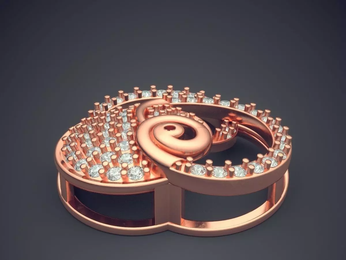 Unique Pendant With Diamonds 2869 3D print model_2