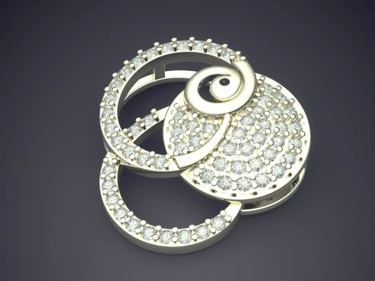 Unique Pendant With Diamonds 2869 3D print model_1