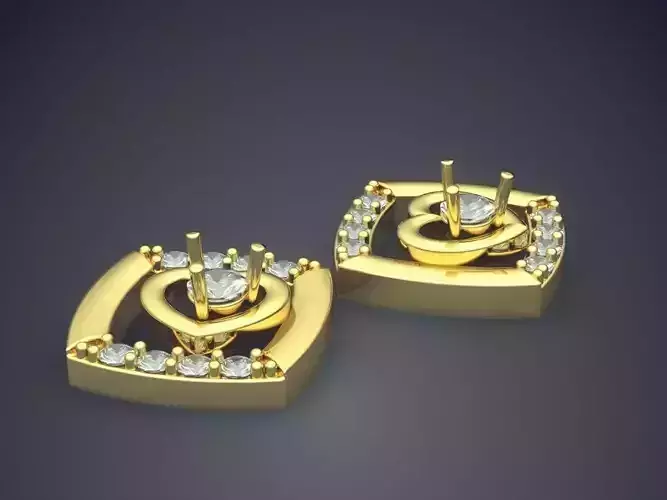 Lovely Heart-Shaped Earrings With Diamonds