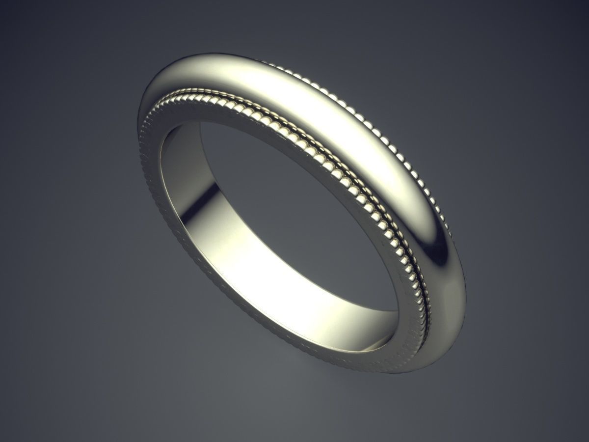 Simple Minimalistic Textured Engagement Ring 3D print model_1