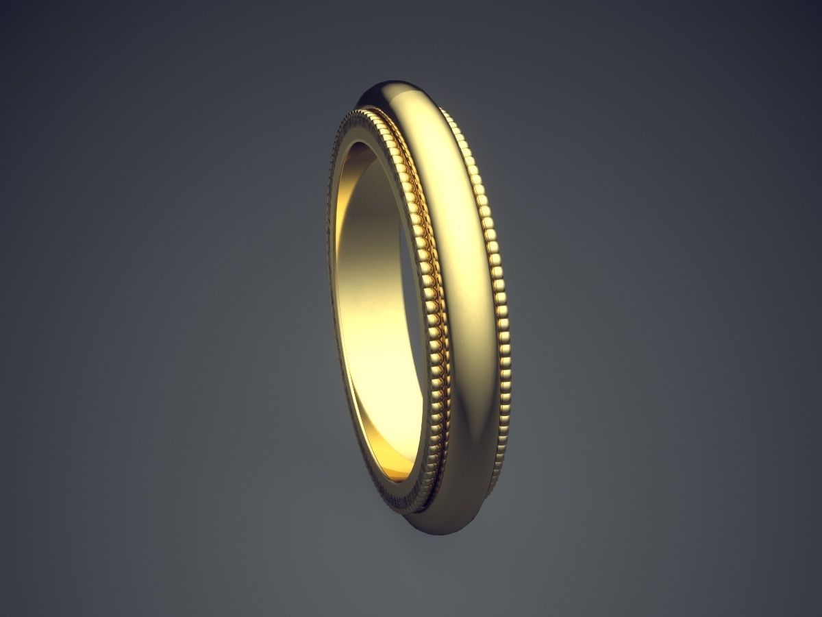 Simple Minimalistic Textured Engagement Ring 3D print model_3