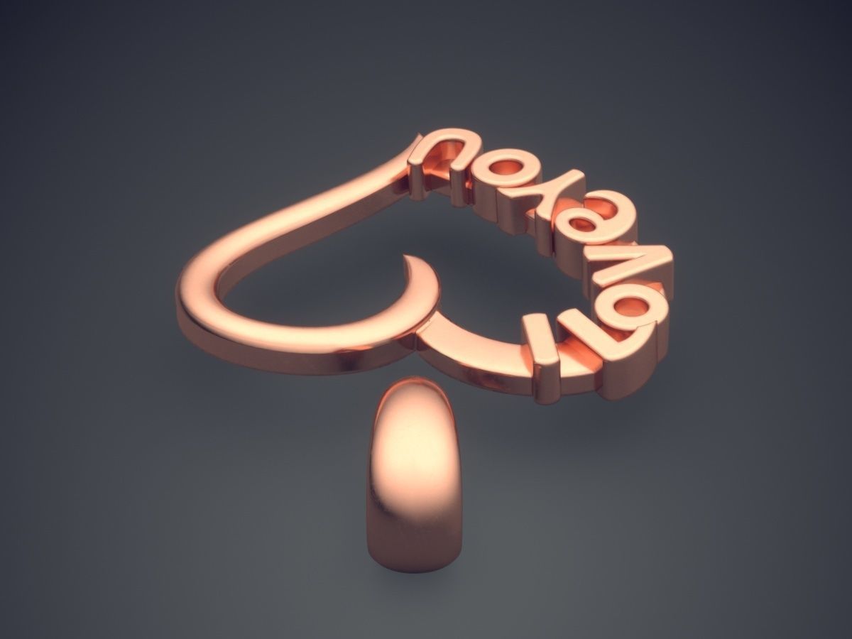 Heart Shape Engraved I Love You Pendant 2858 3D print model_2