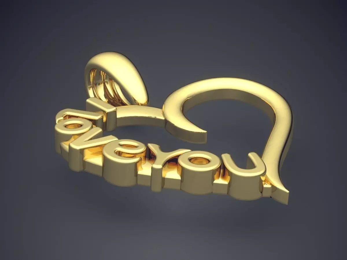 Heart Shape Engraved I Love You Pendant 2858 3D print model_0