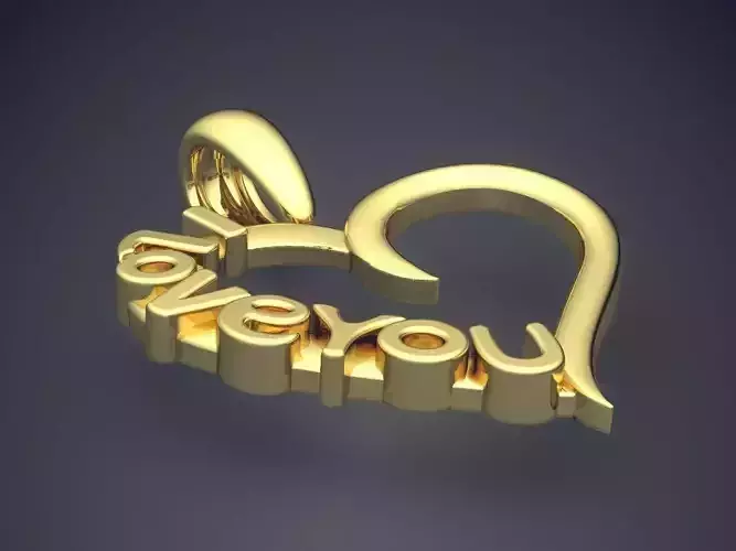 Heart Shape Engraved I Love You Pendant 2858 3D print model