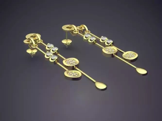 Impressive Classic Minimal Golden Earrings With Diamonds 3D print model