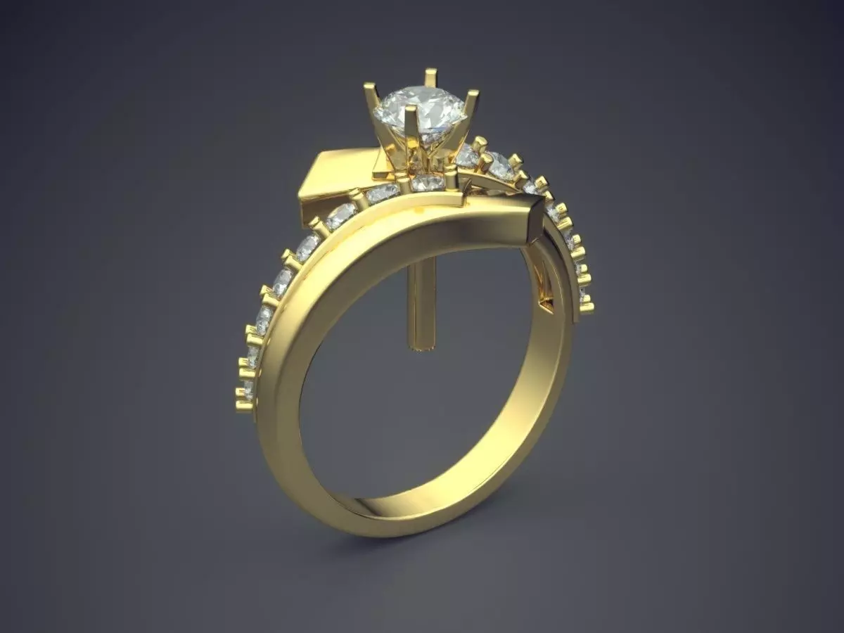 Fancy Extravagant Engagement Ring With Diamonds 3D print model