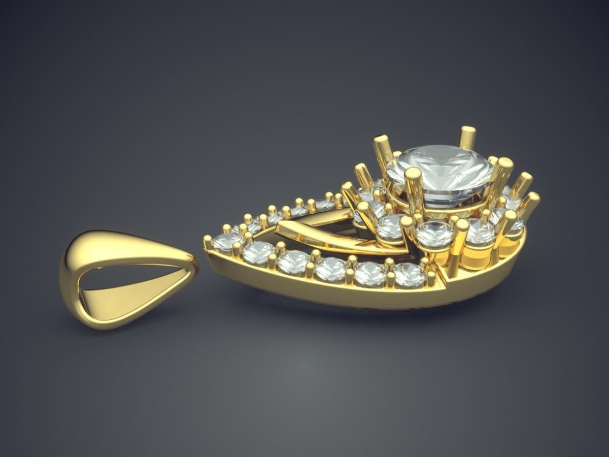 Pendant With Diamonds 2847 3D print model_3