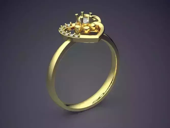 Heart-shaped Engagement Ring With Few Diamonds 2838