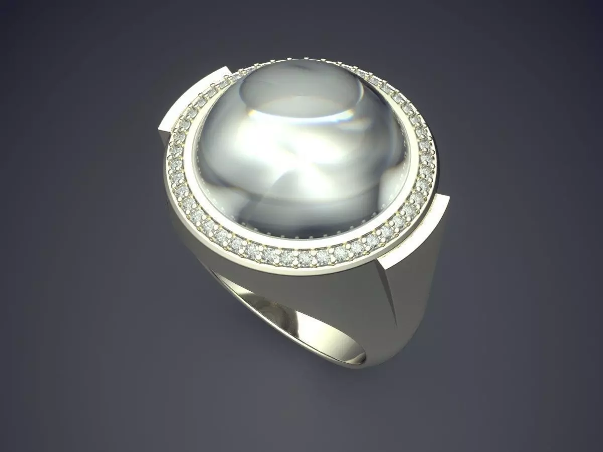 Ring With Huge Pearl 2833 3D print model_1