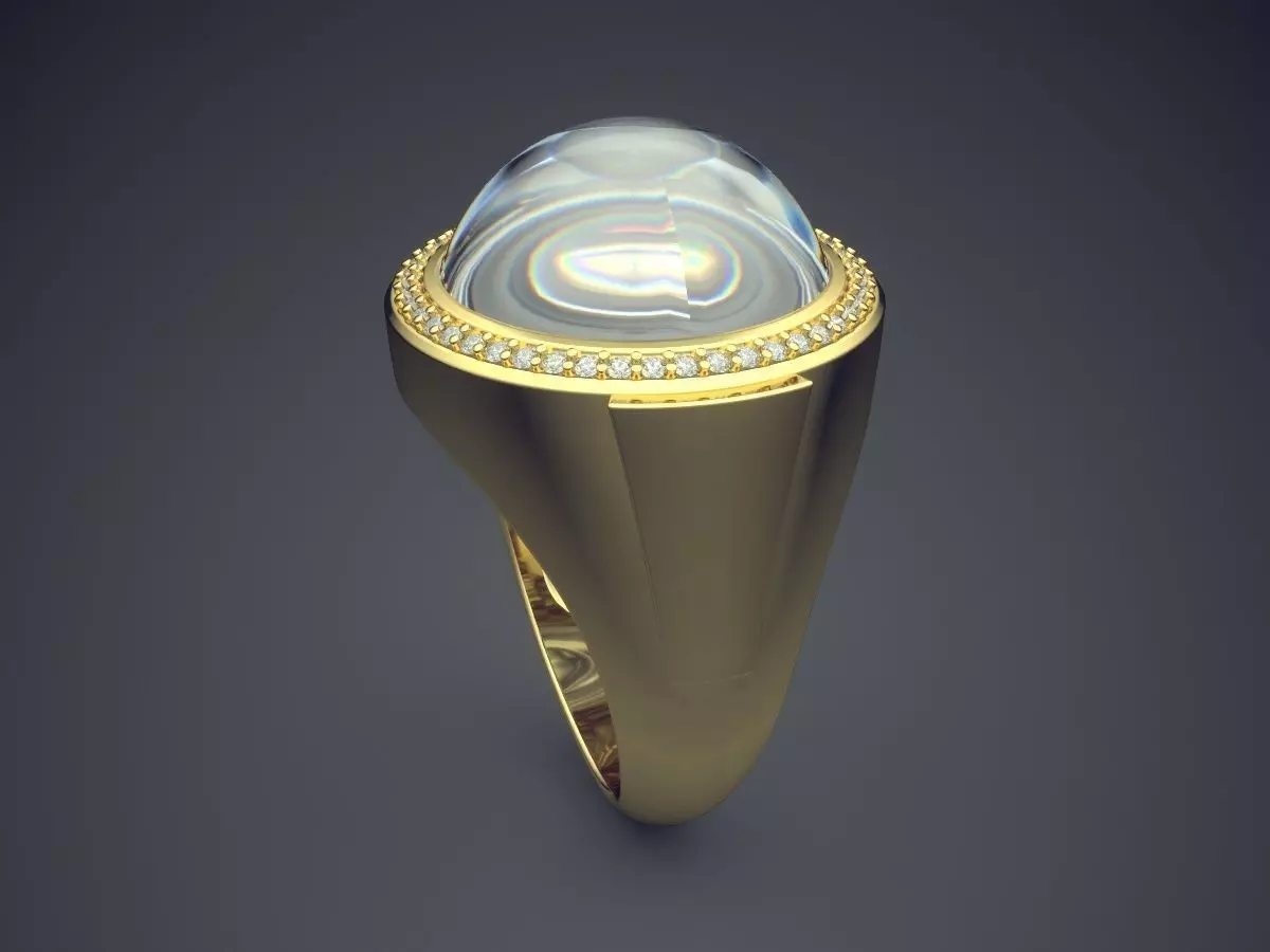 Ring With Huge Pearl 2833 3D print model_3