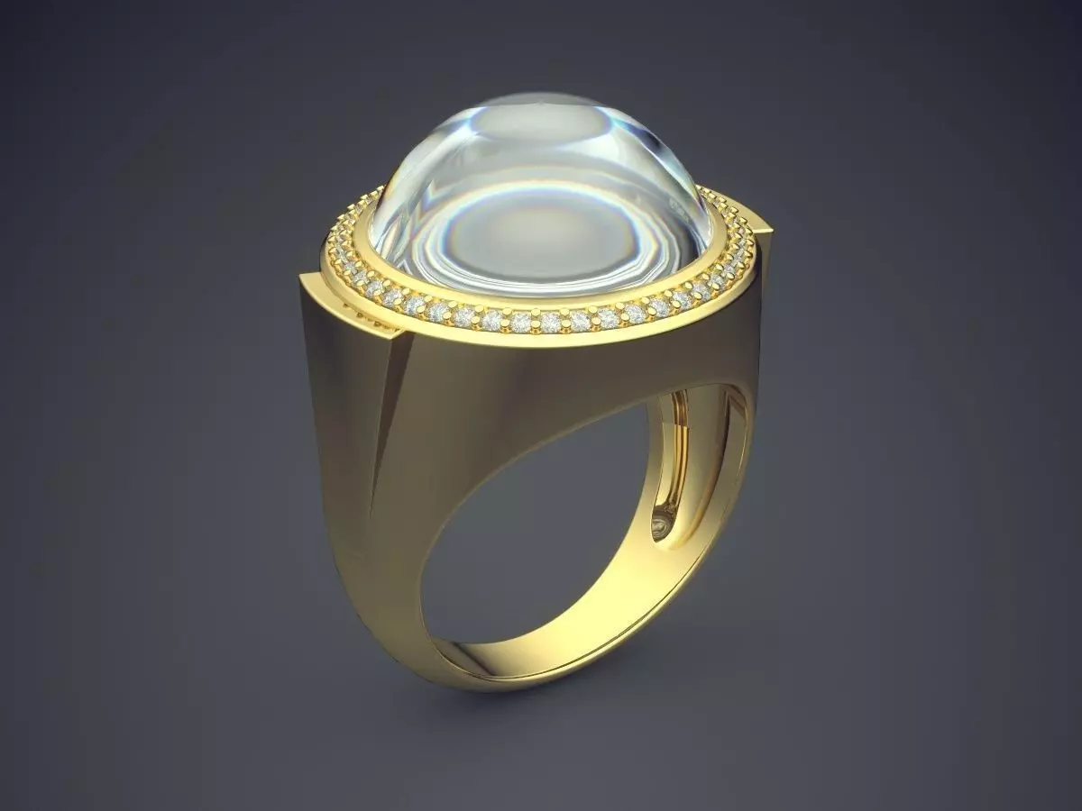 Ring With Huge Pearl 2833 3D print model_0