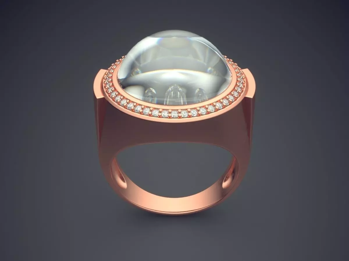Ring With Huge Pearl 2833 3D print model_2