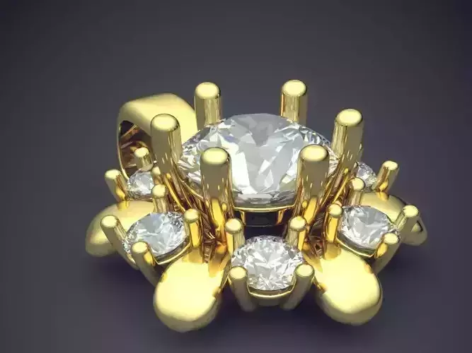 Flower Shape Pendant With Diamonds 2816