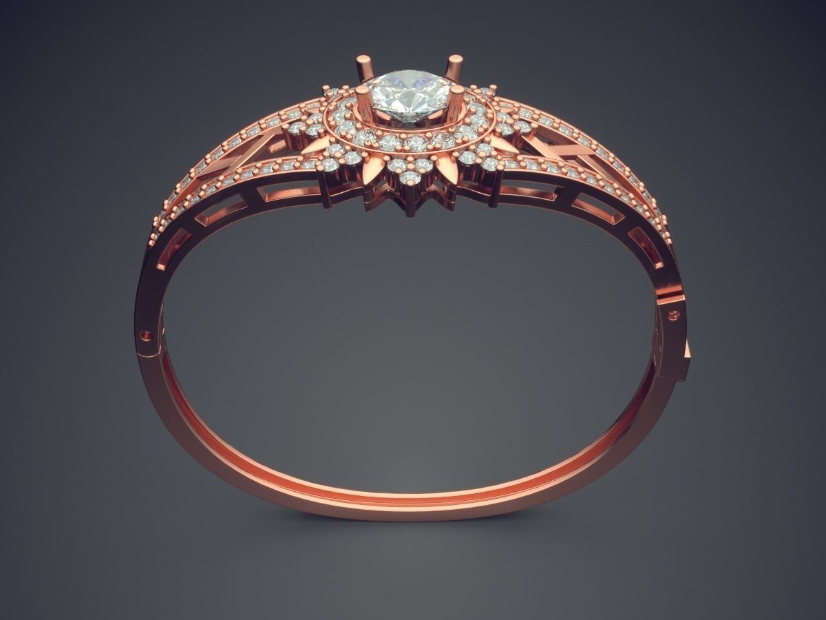 Magnificent Unique Golden Engagement Ring With Diamonds 3D print model_2