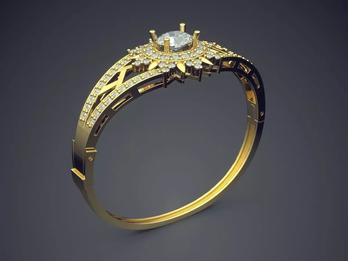 Magnificent Unique Golden Engagement Ring With Diamonds 3D print model_0