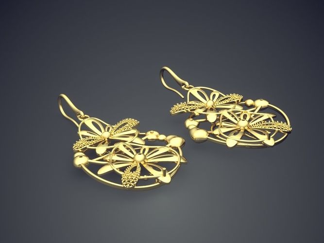 Amazing Detailed Carved Elegant Earrings  3D print model