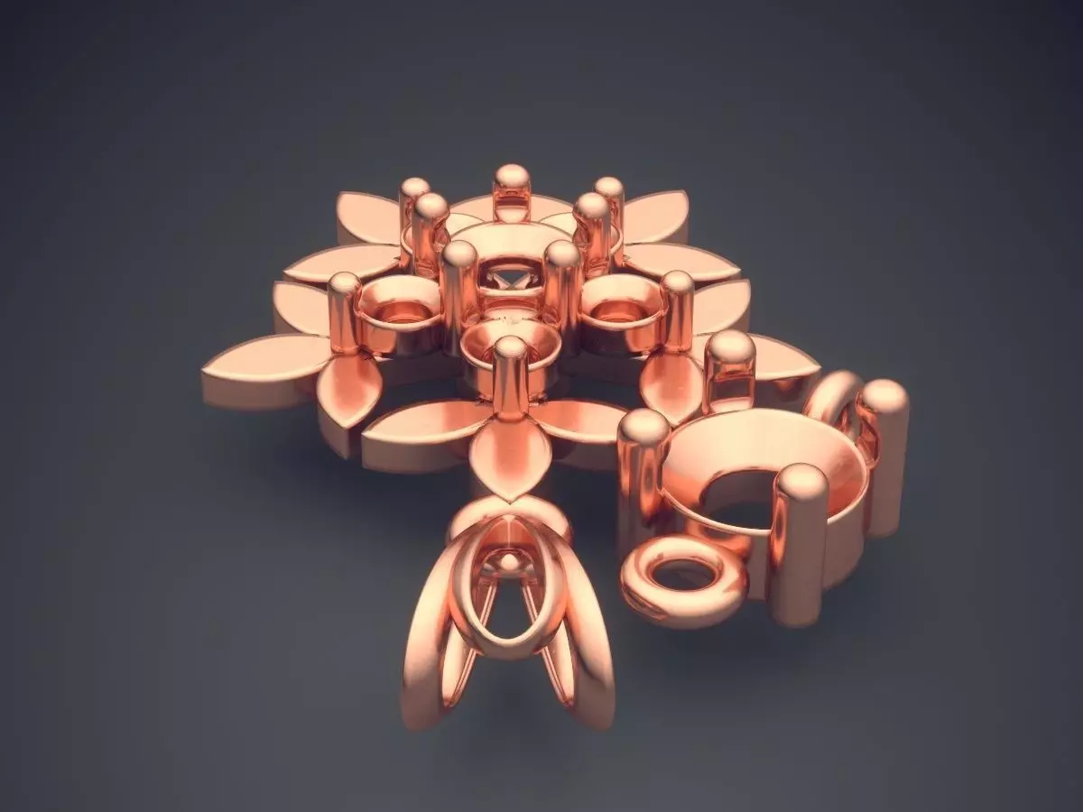 Flower Shape Pendant 2802 3D print model_2
